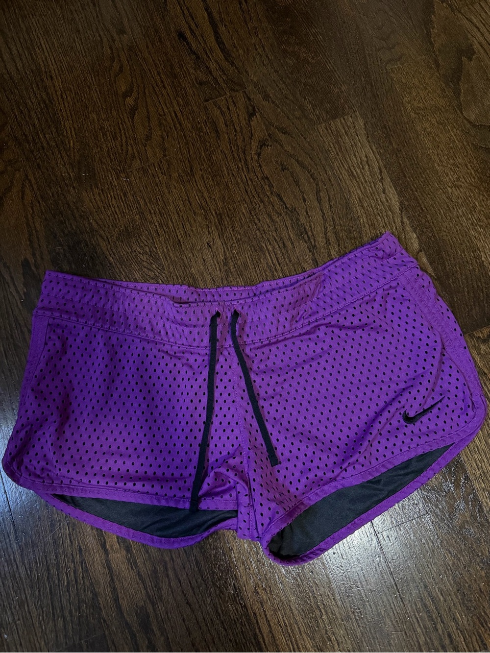 Nike Women's Purple Mesh Running Shorts with Black Drawstring double sided
